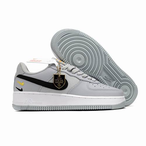 Cheap Nike Air Force 1 Grey Black Yellow Swoosh Shoes Men and Women-30